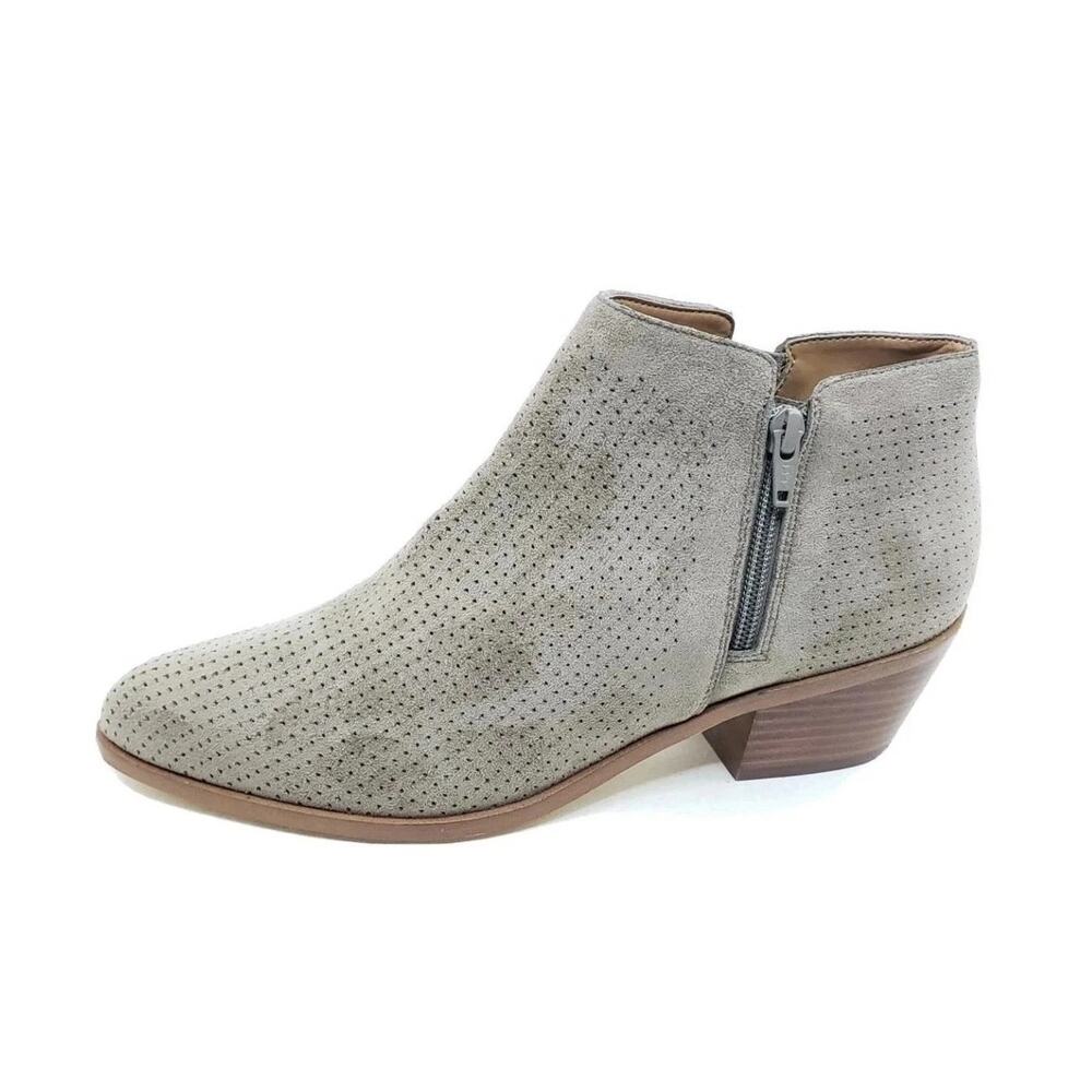 J. Crew Womens Ankle Boots Perforated Side Zip Gray Microsuede Size 10